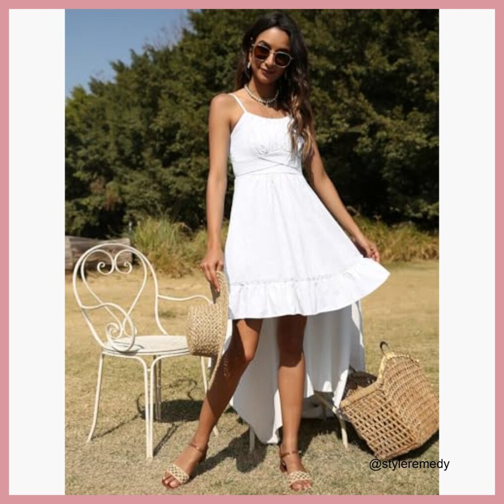 Polyester Summer Spaghetti Strap Wrap Mini Dress … - image 3